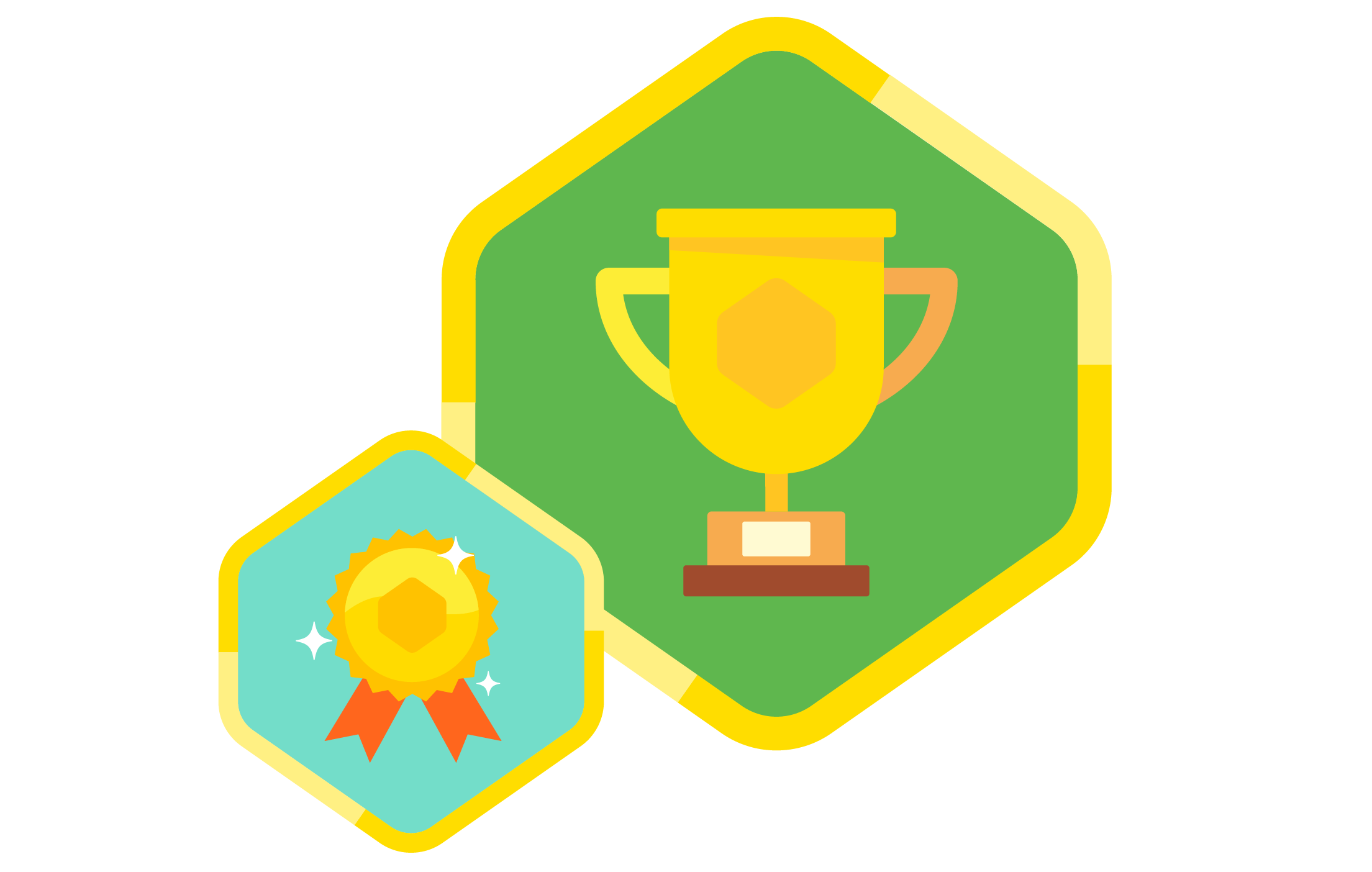 Illustration of two rewards badges