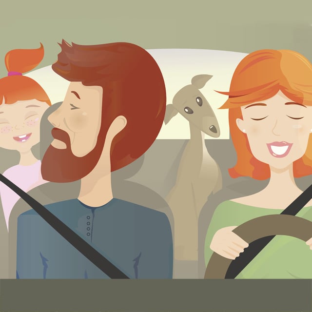 illustration of family in a car