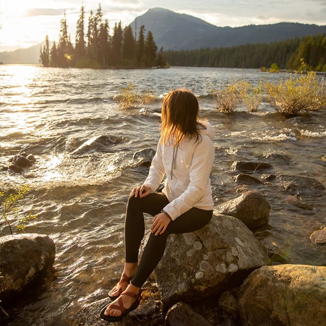 relaxing by a lake 