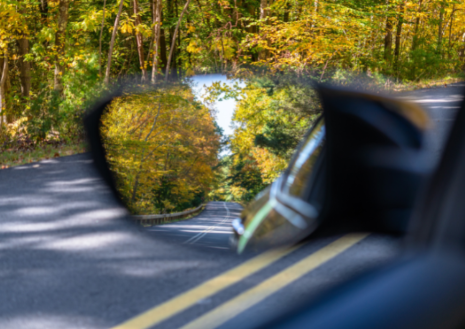 Rear view Mirror of a Day Trip from Boston 