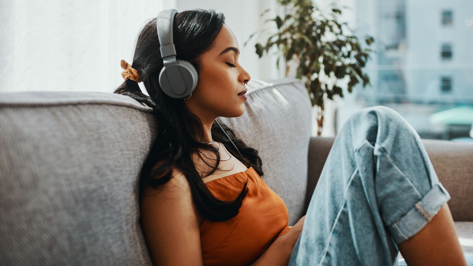 woman relaxing on the sofa