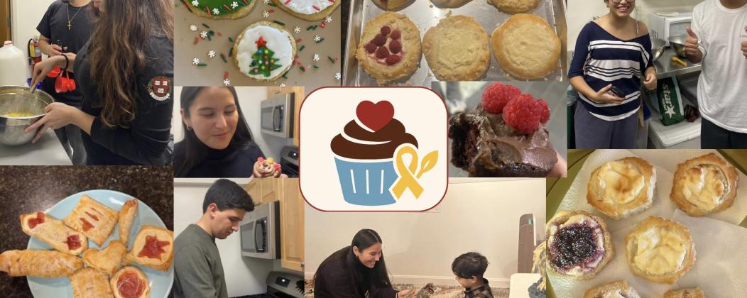 collage of photos of students baking